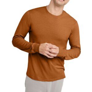 Hanes Originals Men's Crew Neck Long Sleeve T-Shirt, Light Brown Liquorice, 2XLT